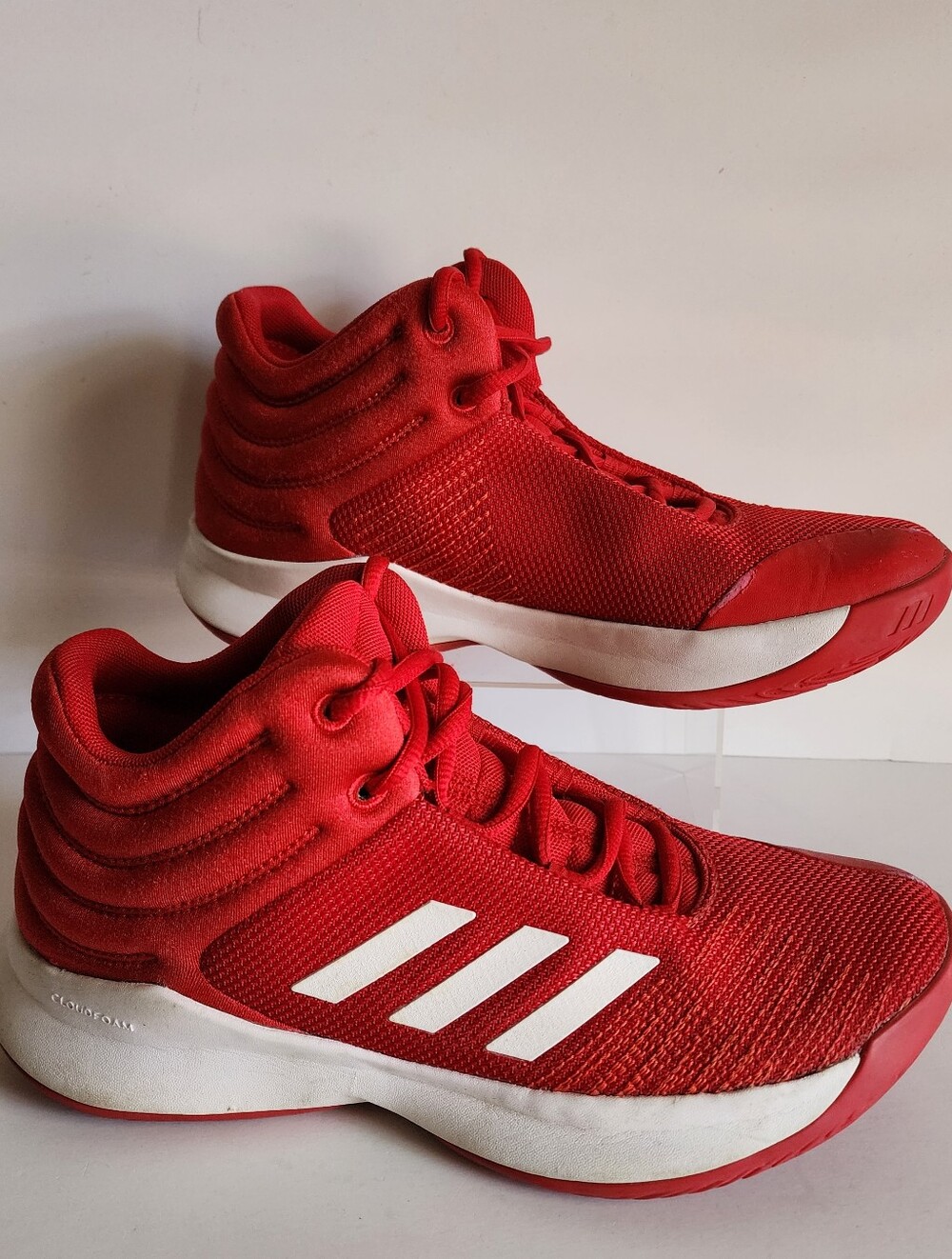 Adidas Pro Spark Kids Red White High-Top Basketball Shoes Size 6
